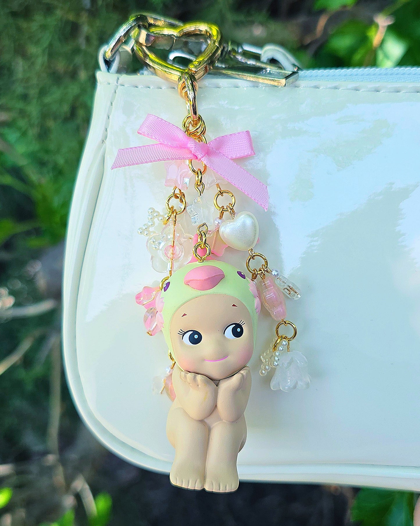 Cherry Blossom Angel Parrot Keychain (Gold)