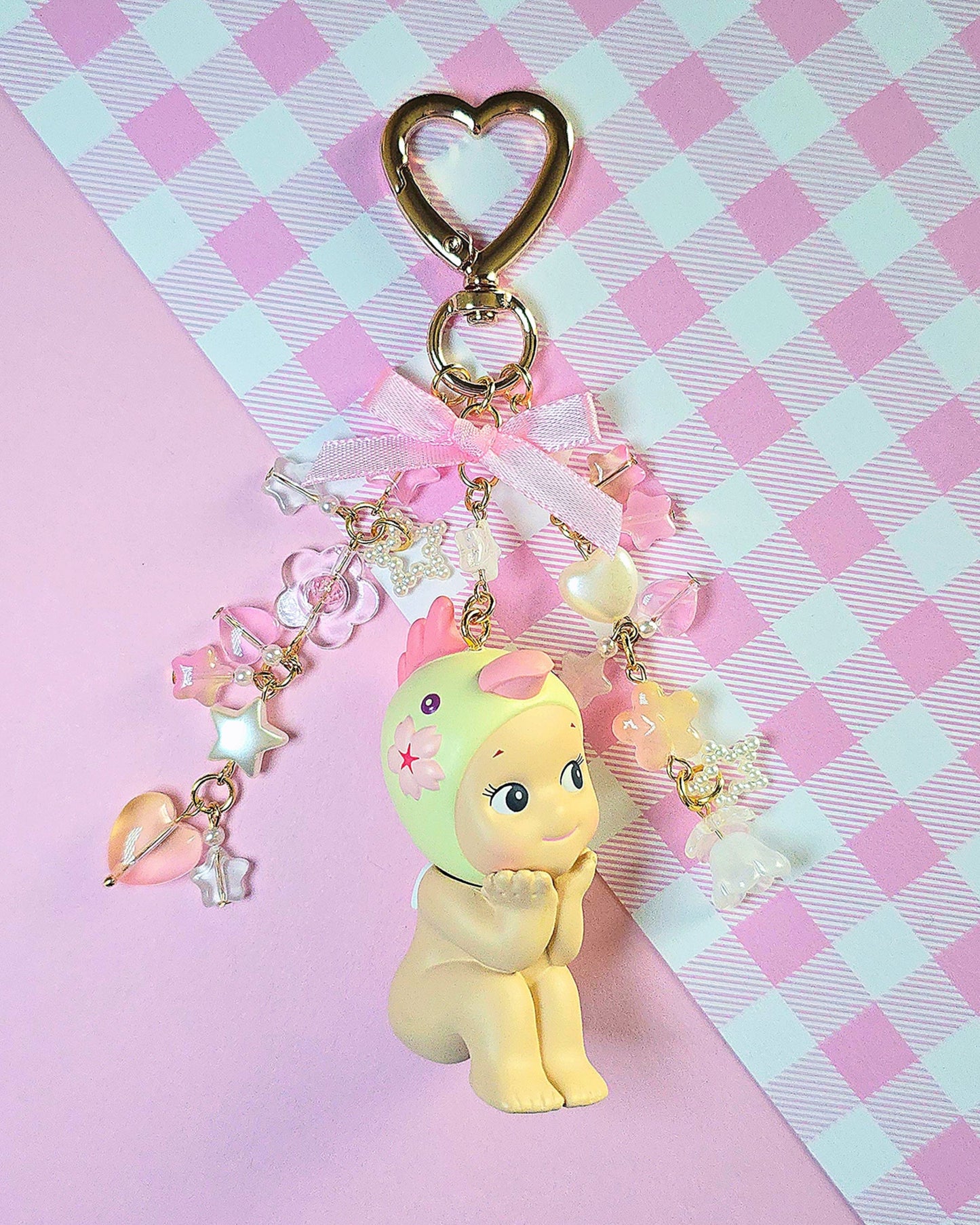 Cherry Blossom Angel Parrot Keychain (Gold)