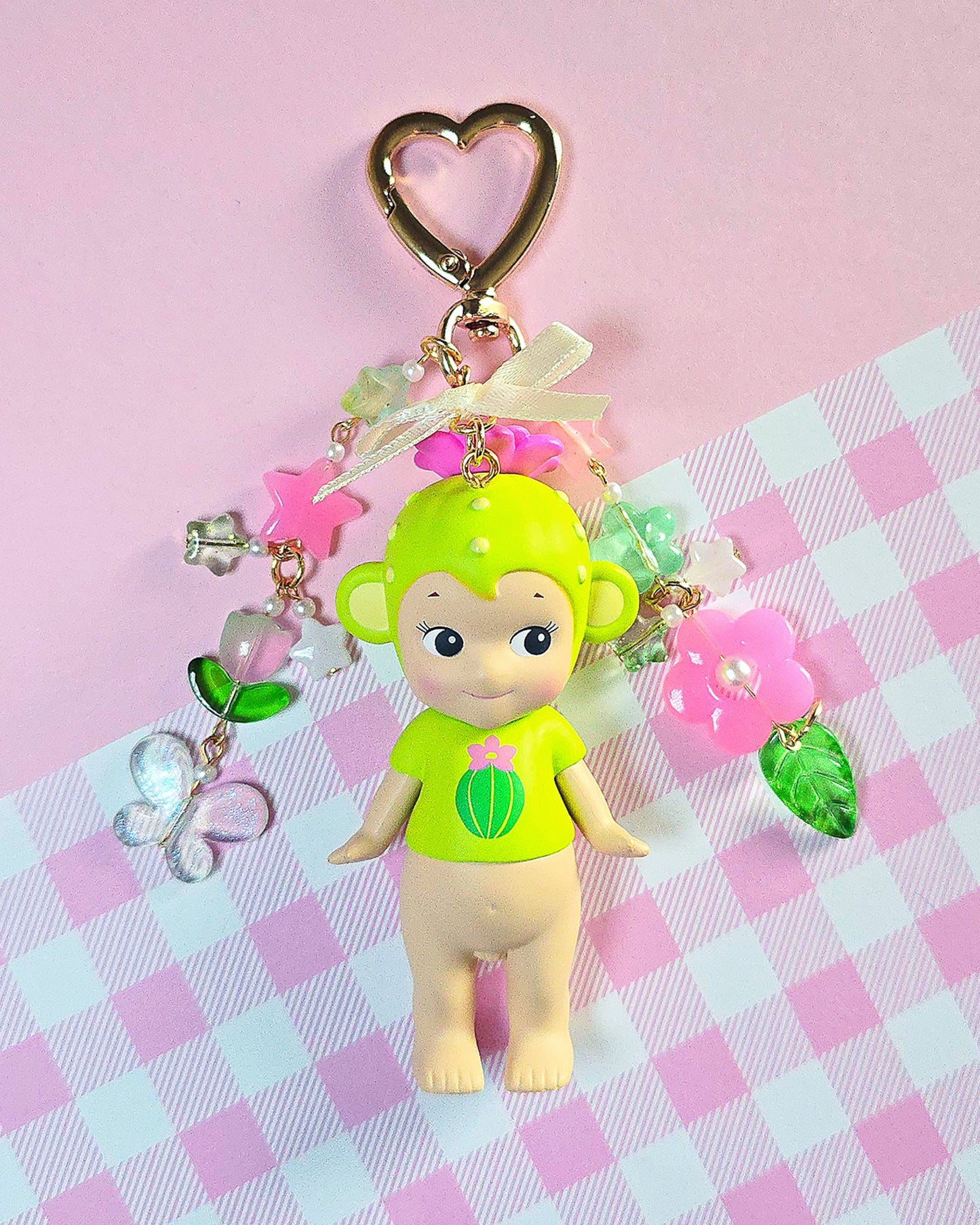 Cactus Monkey Angel Keychain (Gold)