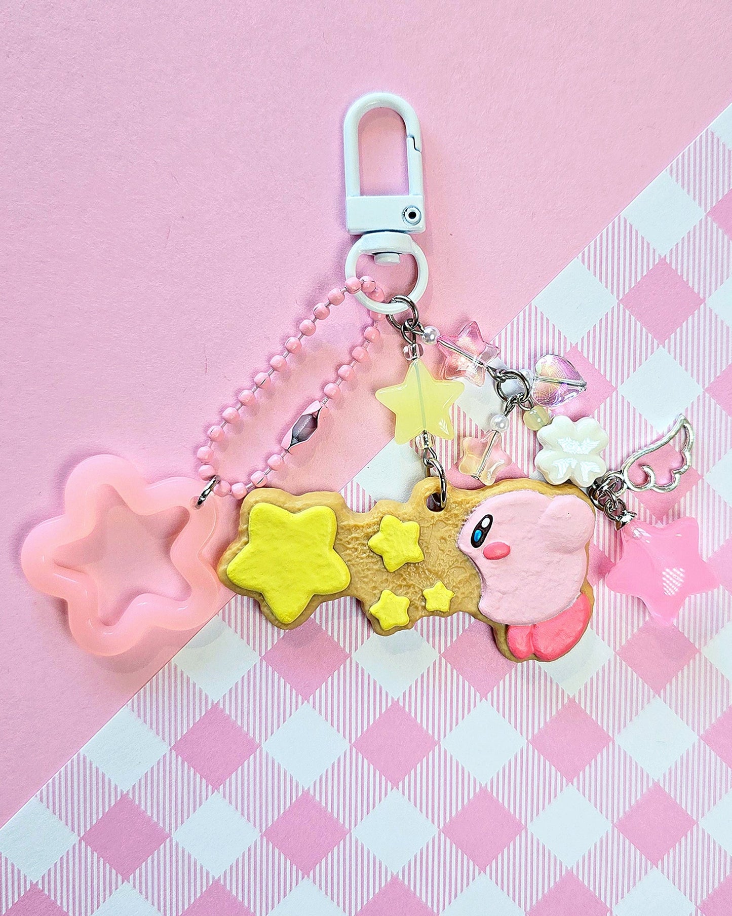 Pink Character Star Cookie Keychain