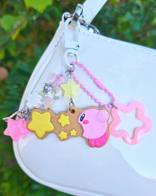 Pink Character Star Cookie Keychain