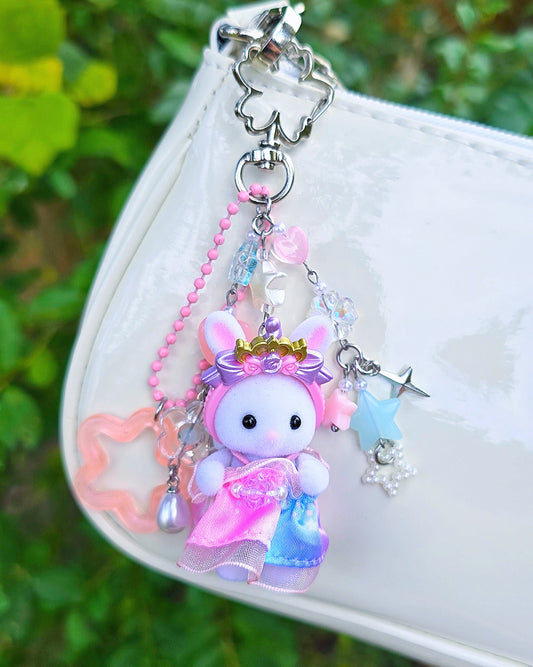 Rabbit Unicorn Princess Keychain