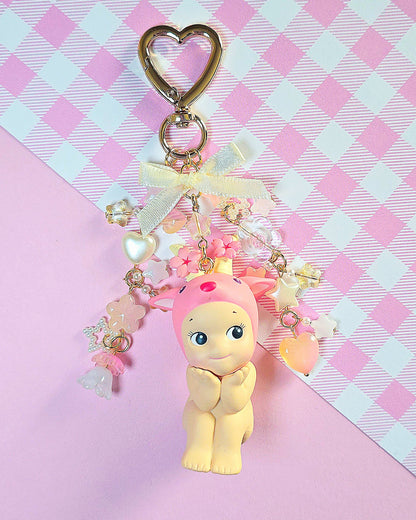 Cherry Blossom Angel Goat Keychain (Gold)