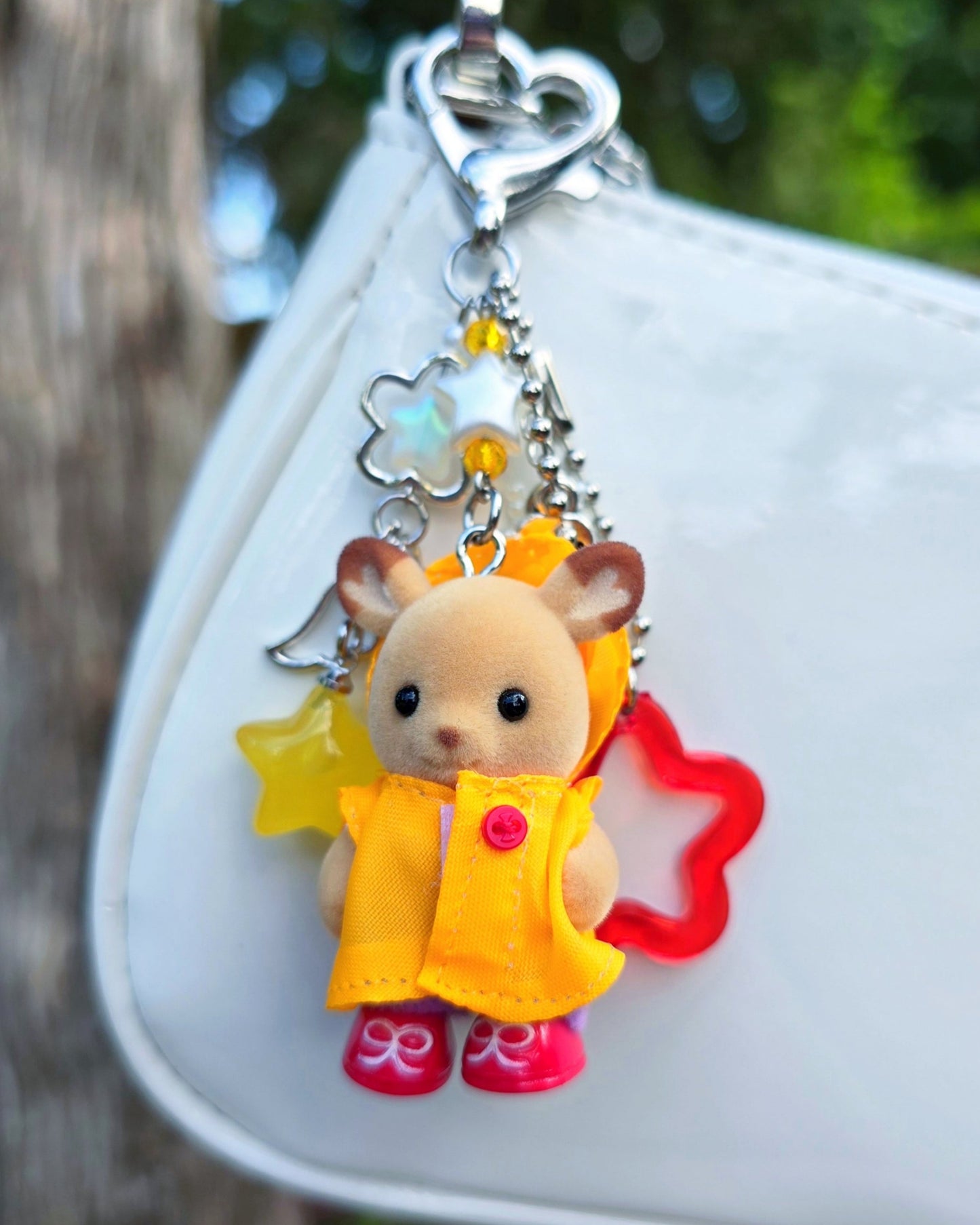 Yellow-Orange Raincoat Deer Keychain