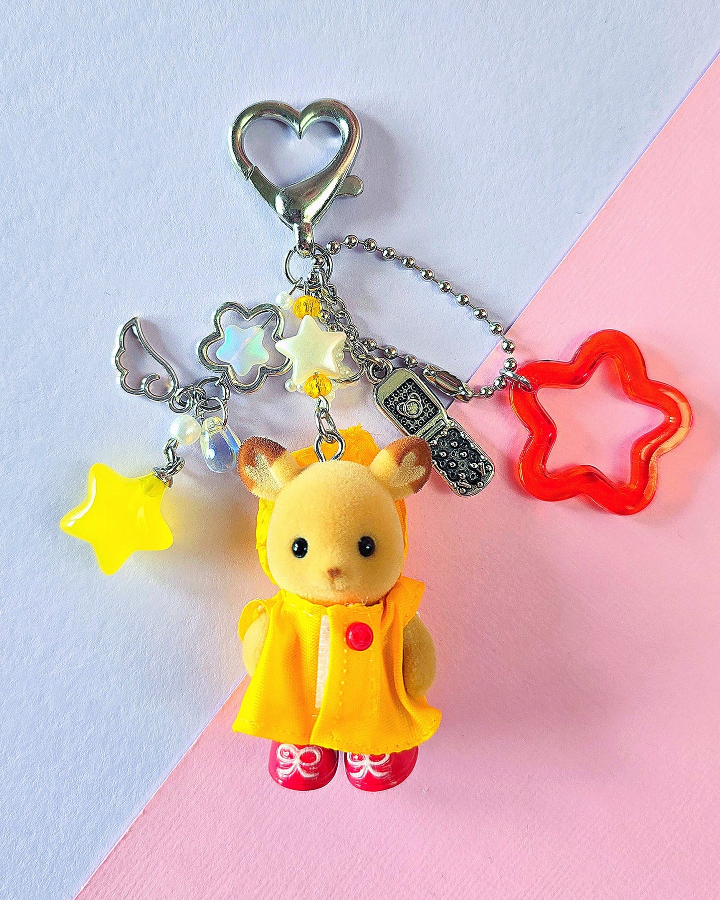 Yellow-Orange Raincoat Deer Keychain