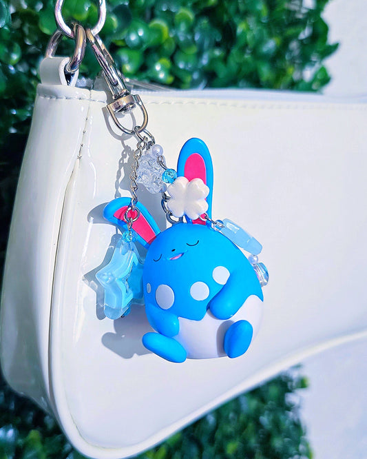 Sleeping Aqua Rabbit Creature Keychain