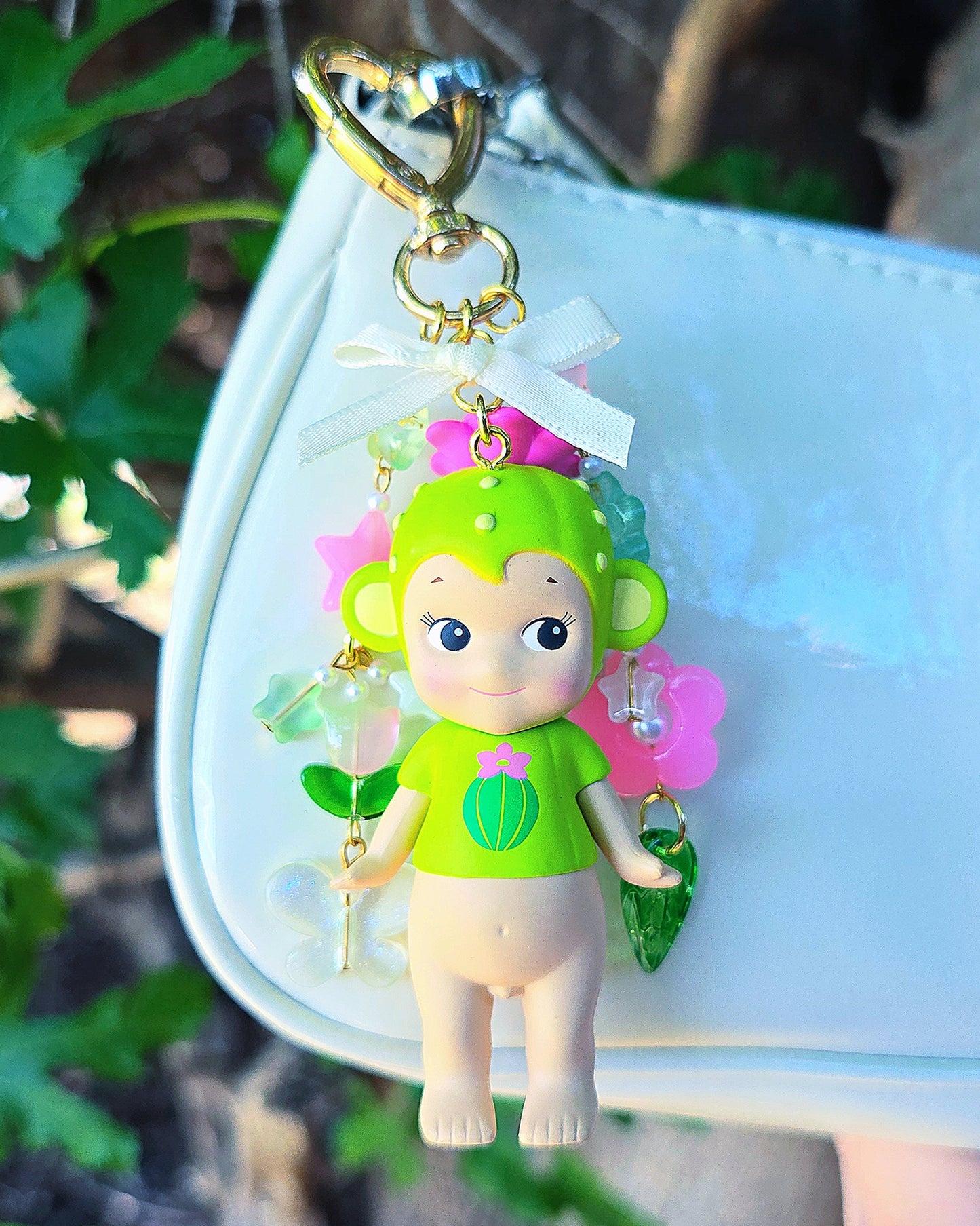 Cactus Monkey Angel Keychain (Gold)