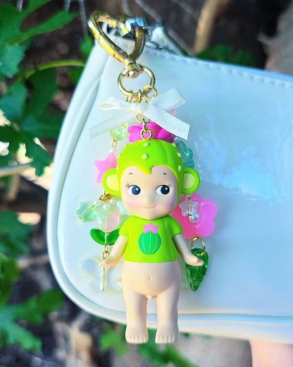 Cactus Monkey Angel Keychain (Gold)