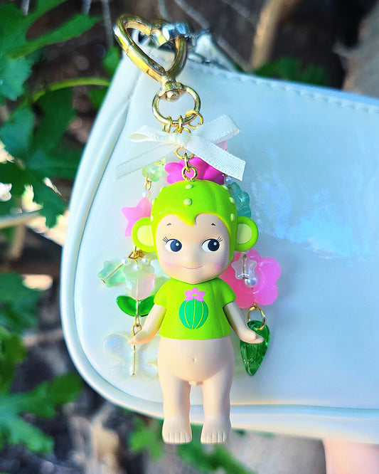 Cactus Monkey Angel Keychain (Gold)
