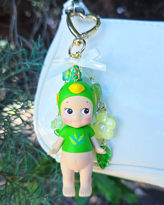 Cactus Parrot Angel Keychain (Gold)