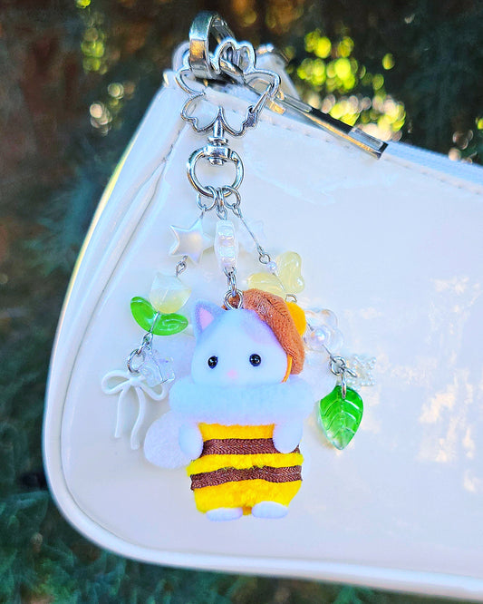 Bee Costume Cat Keychain